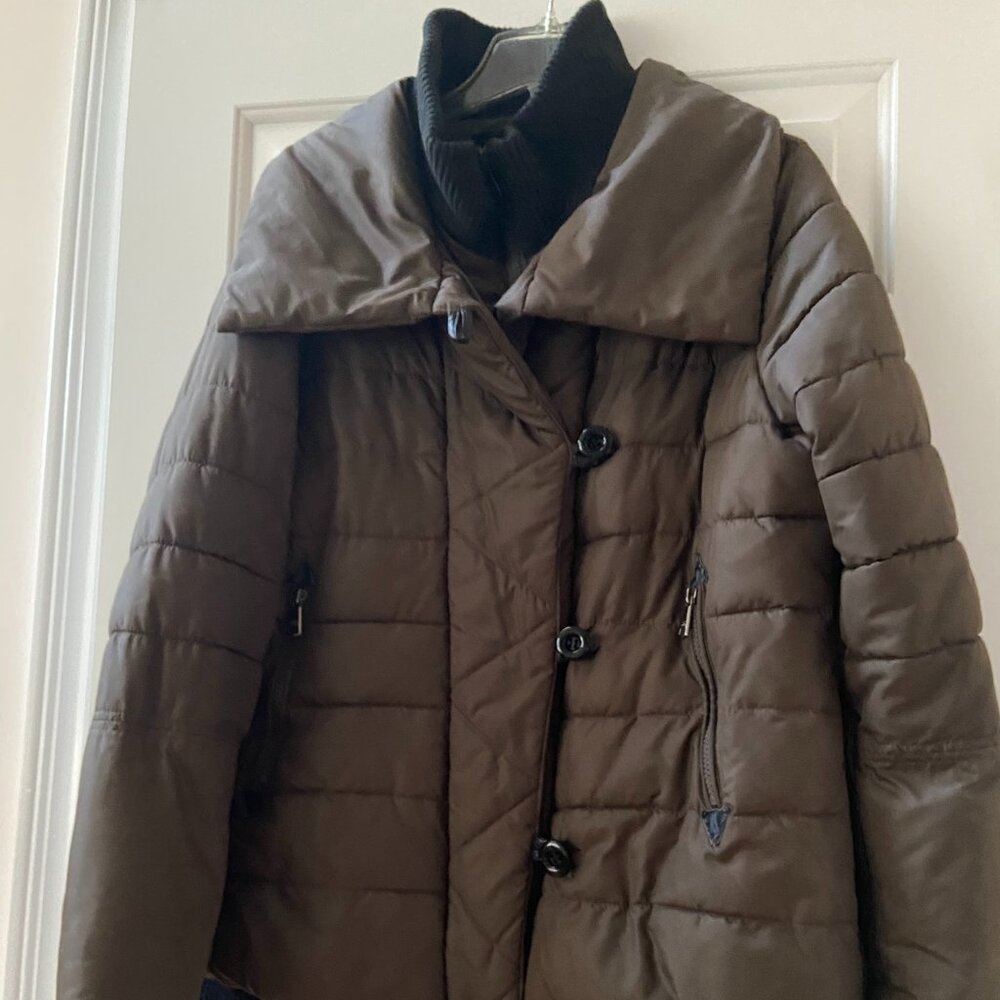 Steven Madden XL Bottle Green Inside Knit Zipper Button Down Warm